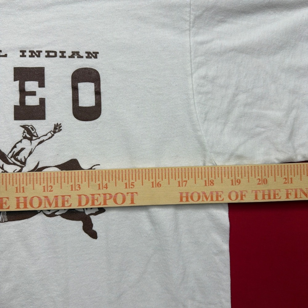 Vintage 90s Fort Hall All Indian Rodeo T-Shirt 1995 Oneita Single Stitch White M - Picture 7 of 8
